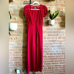 Reformation two-piece mini dress with long sheer cover up